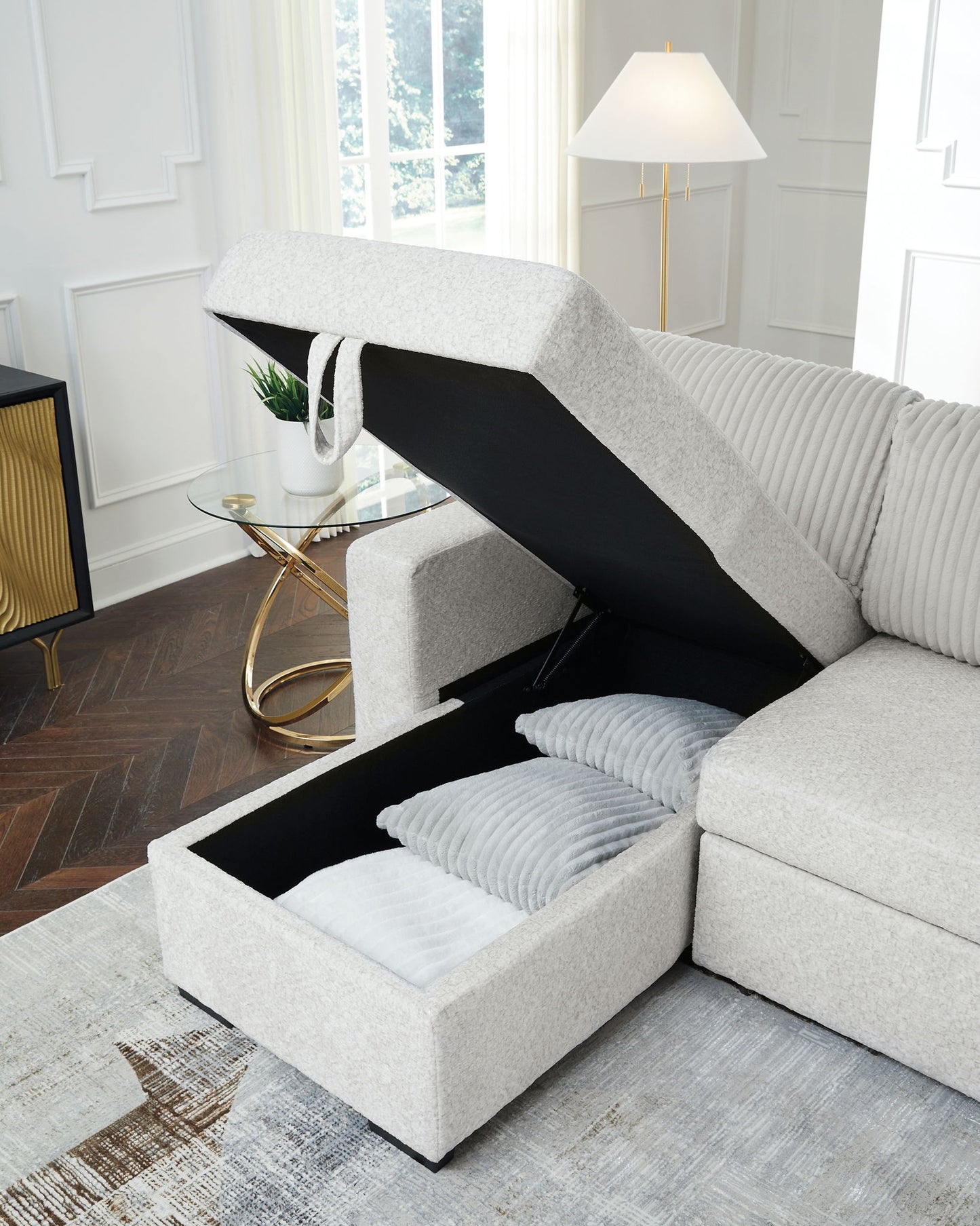 Wohlen - 2-Piece Sectional With Pop Up Sleeper And LAF Corner Chaise - Alloy