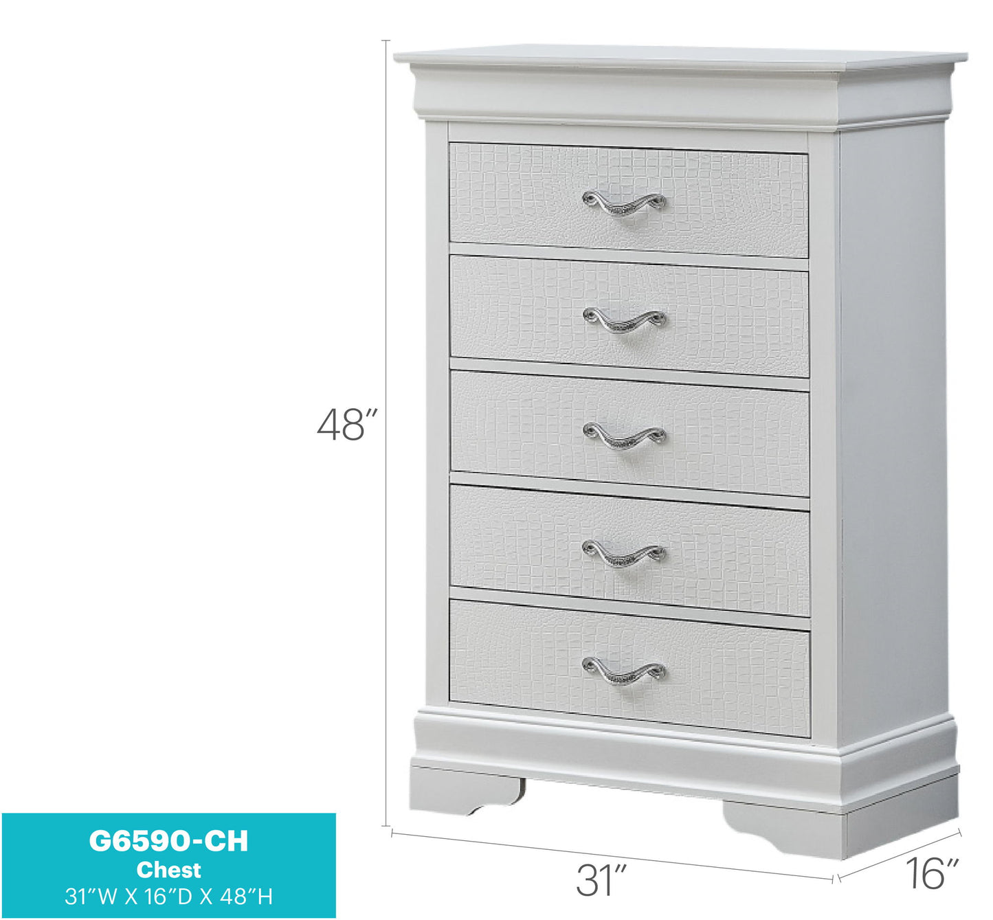 Lorana - 48" Chest - Silver Champagne