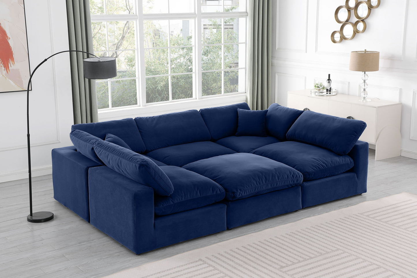 Comfy - 6 Piece Velvet Sectional