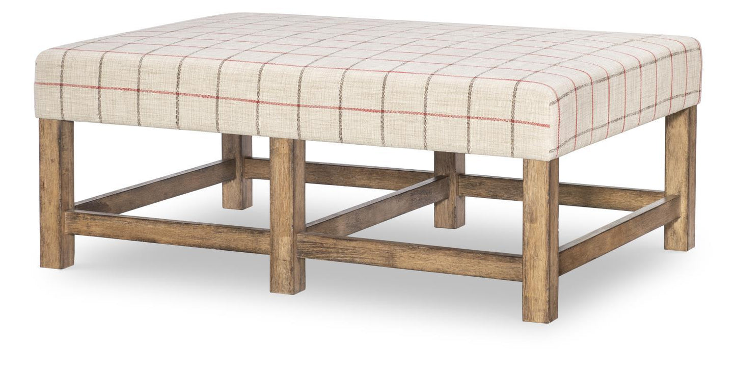 Vintage Market - Upholstered Ottoman Cocktail Table - Barnwood Oak