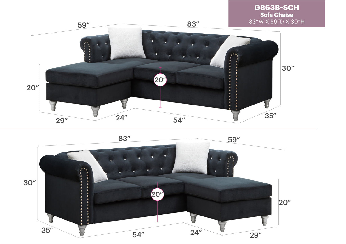 Glory Furniture - Raisa - Sofa Chaise
