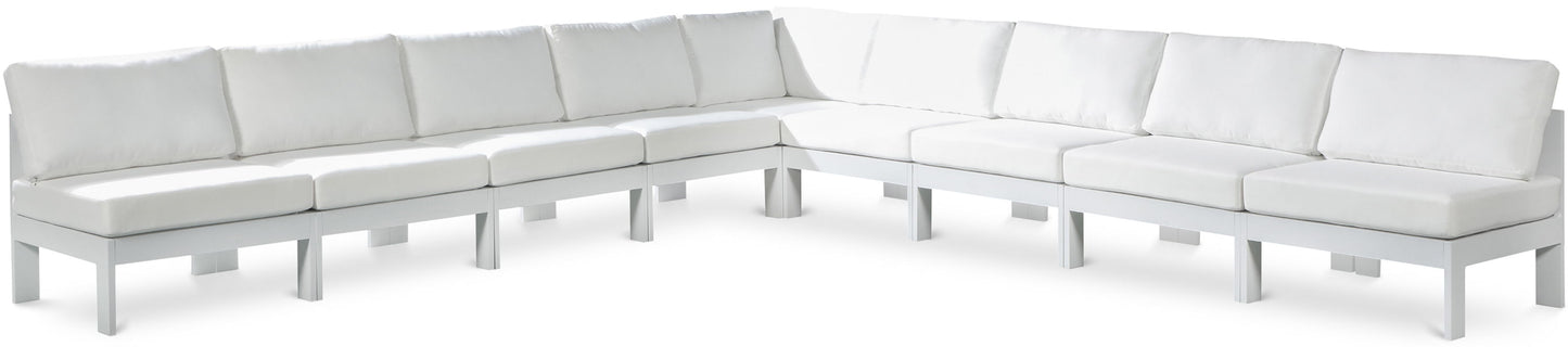 Nizuc - Outdoor Patio 9 Piece Modular Sectional With White Frame