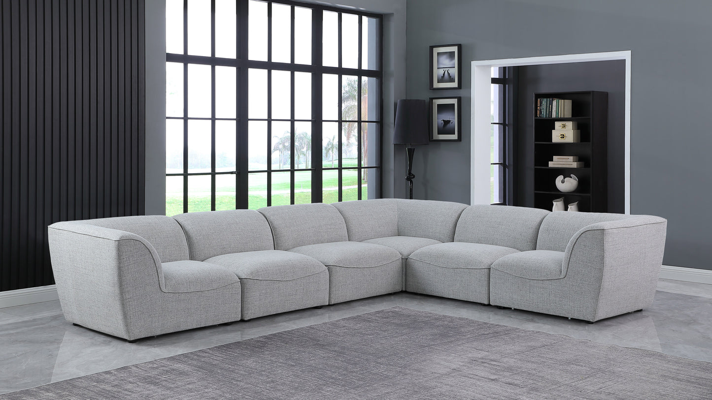 Miramar - Modular Sectional 6 Piece - Gray - Fabric - Modern & Contemporary