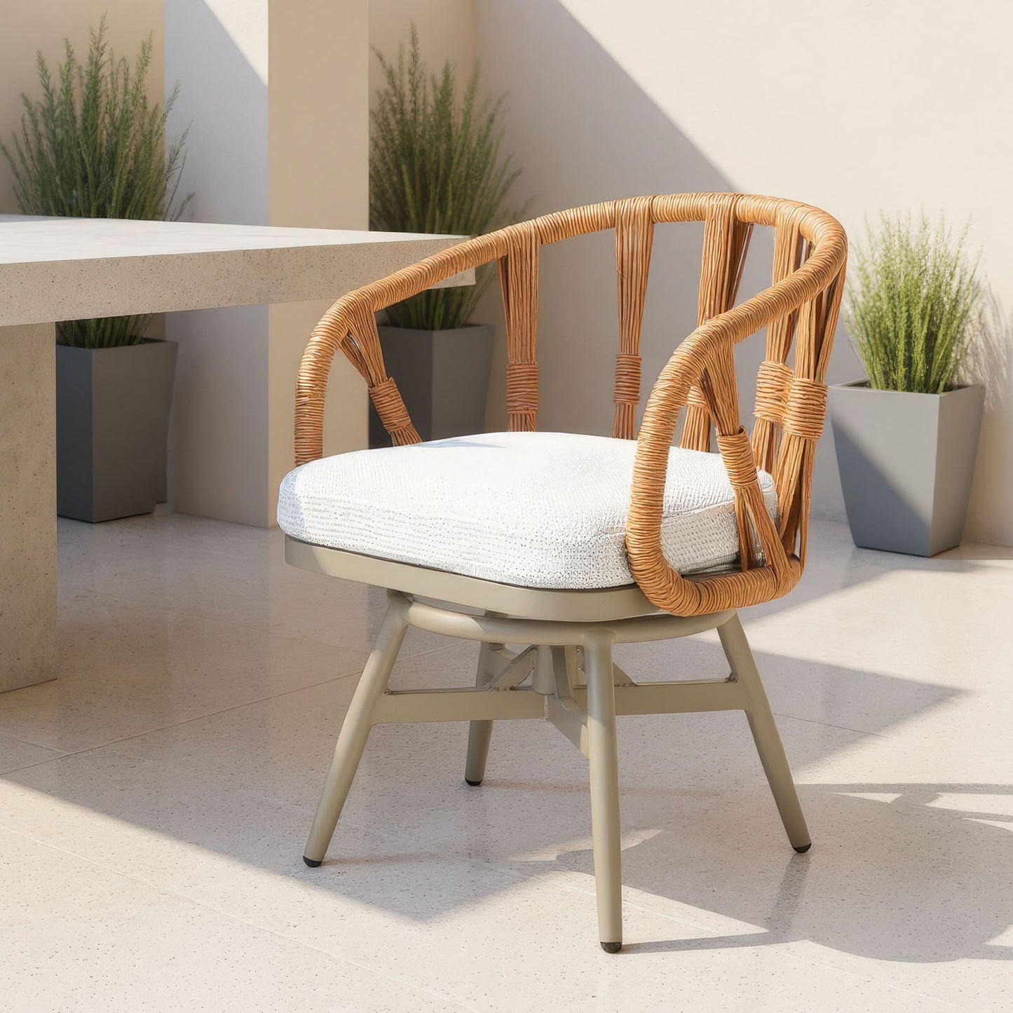 Safal - Outdoor Swivel Dining Chair - Multicolor