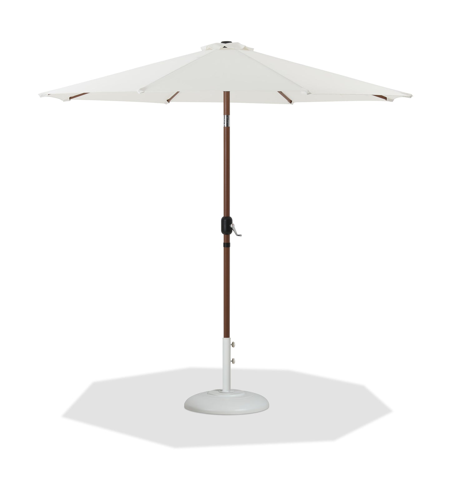 Fiji - Aluminum Patio Umbrella With Round White And Teak Base