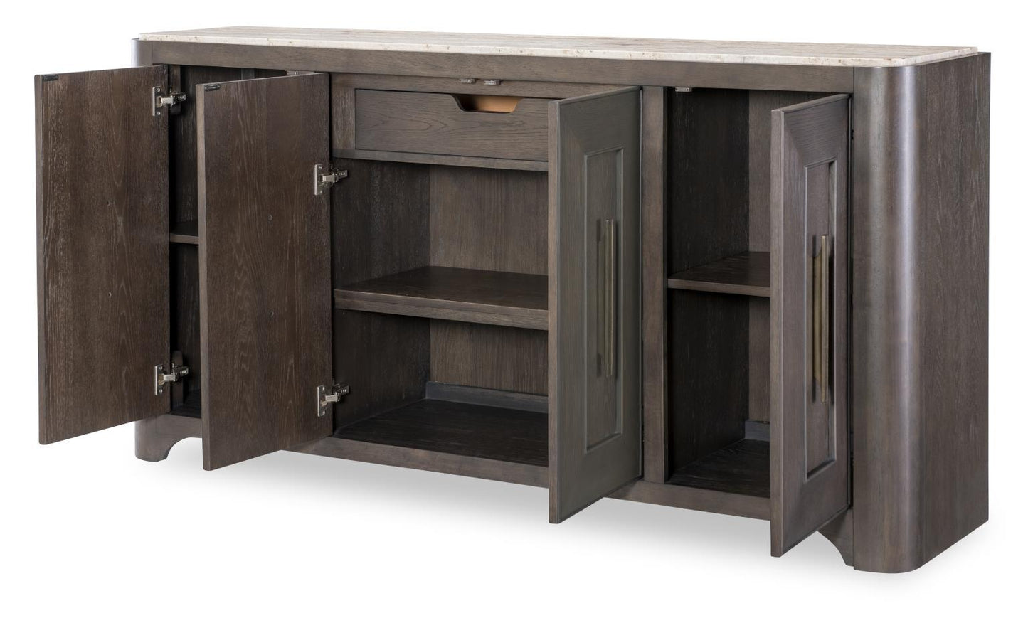 Lancia - Credenza With Stone Top - Charred Oak / White