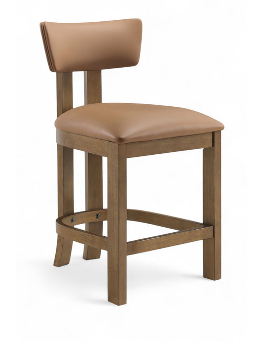 Lavrin - Vegan Leather Upholstered Counter Stool (Set of 2) - Walnut Base