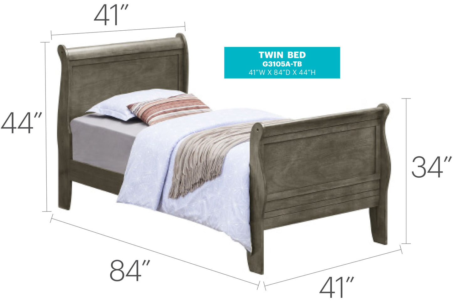 Glory Furniture - Louis Phillipe - Sleigh Bed