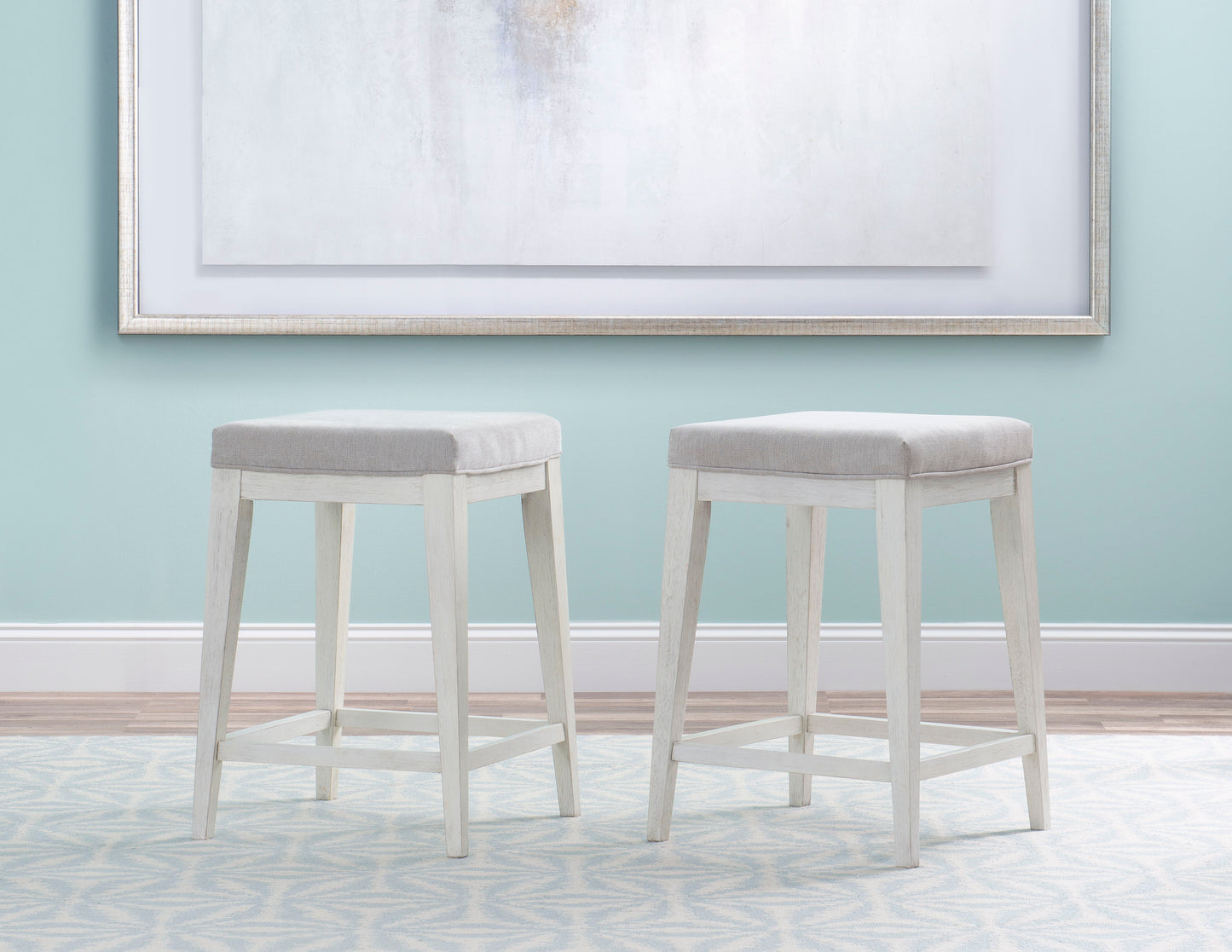 Edgewater Sand Dollar - Upholstered Stool - White