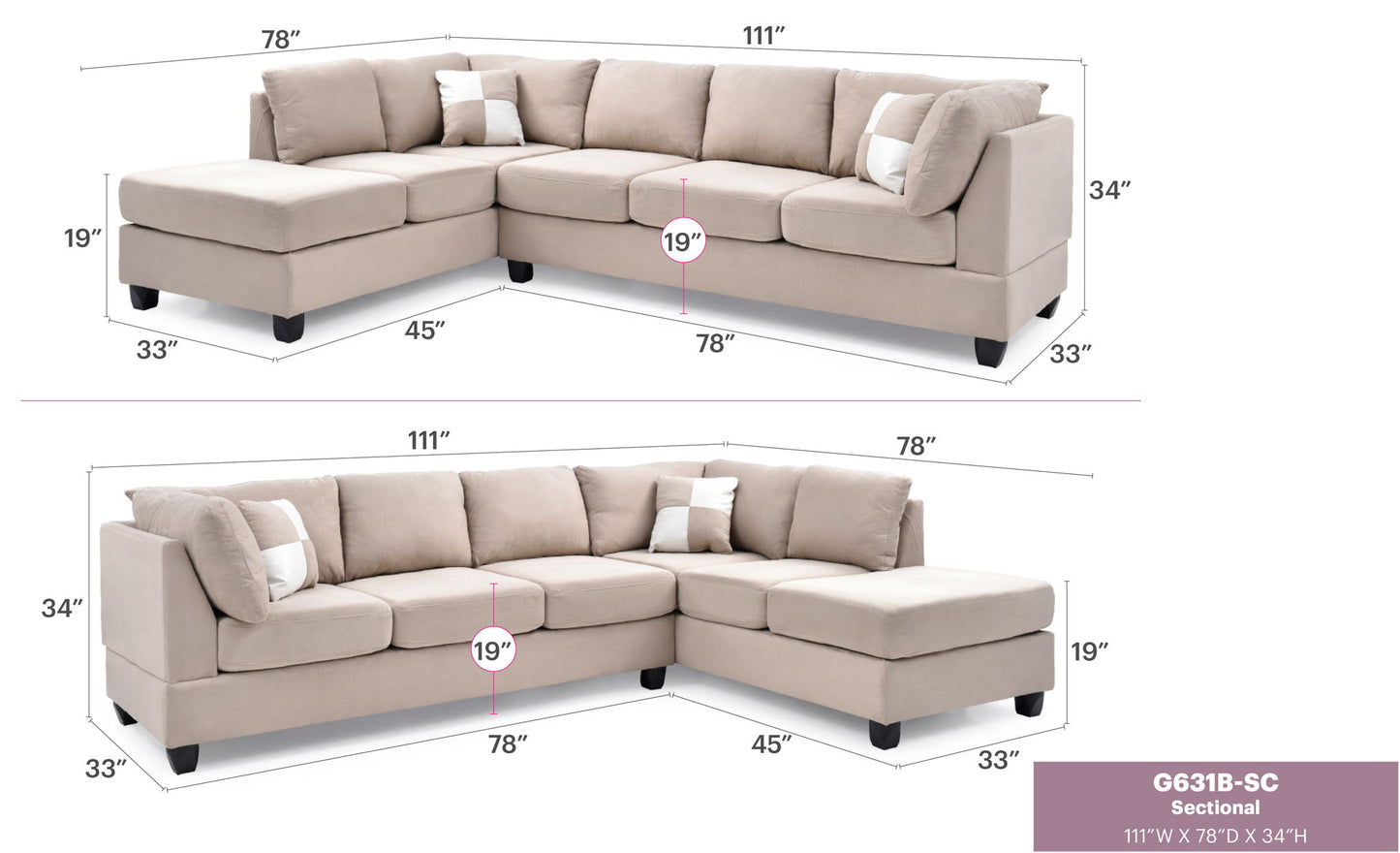Glory Furniture - Malone - Sectional
