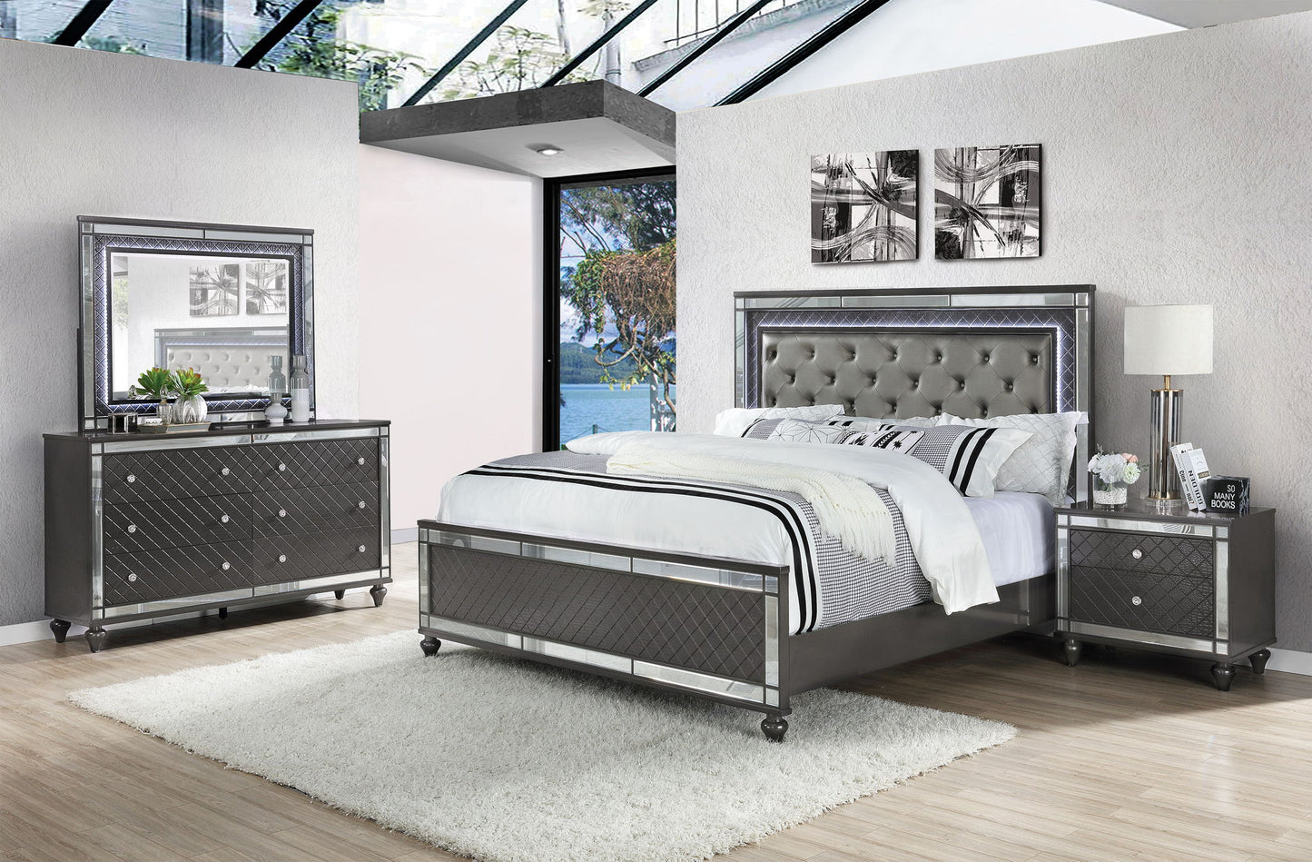 Refino - Bedroom Set - Gunmetal