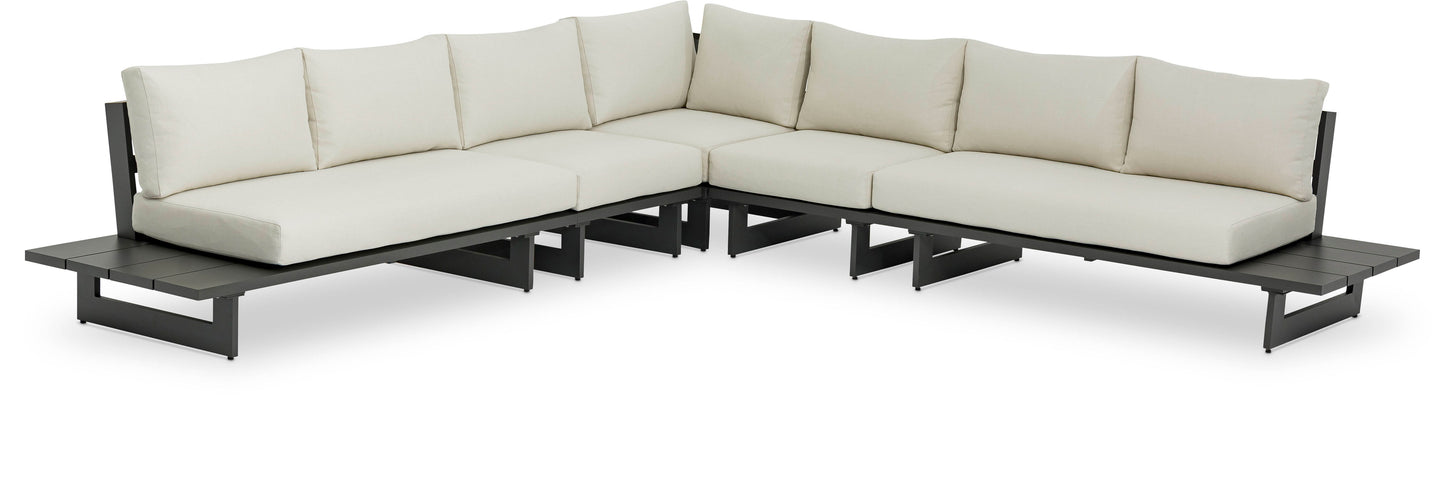 Maldives - 5 Piece Water Resistant Outdoor Patio Modular Sectional With Gray Base