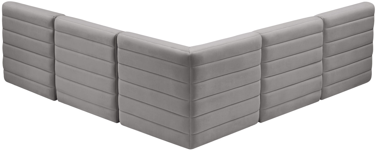 Quincy - Modular Sectional 5 Piece - Grey - Fabric - Modern & Contemporary