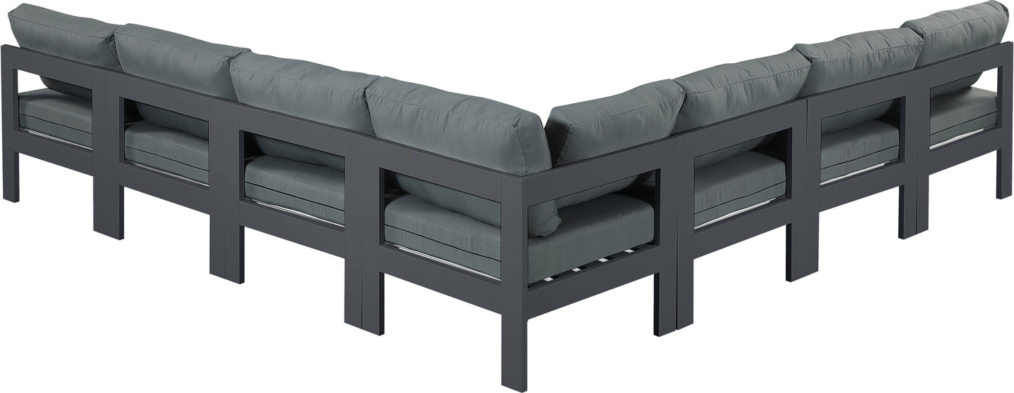 Nizuc - Outdoor Patio 7 Piece Modular Sectional With Gray Frame