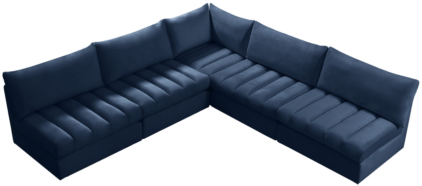 Jacob - Modular Sectional 5 Piece - Navy - Fabric - Modern & Contemporary