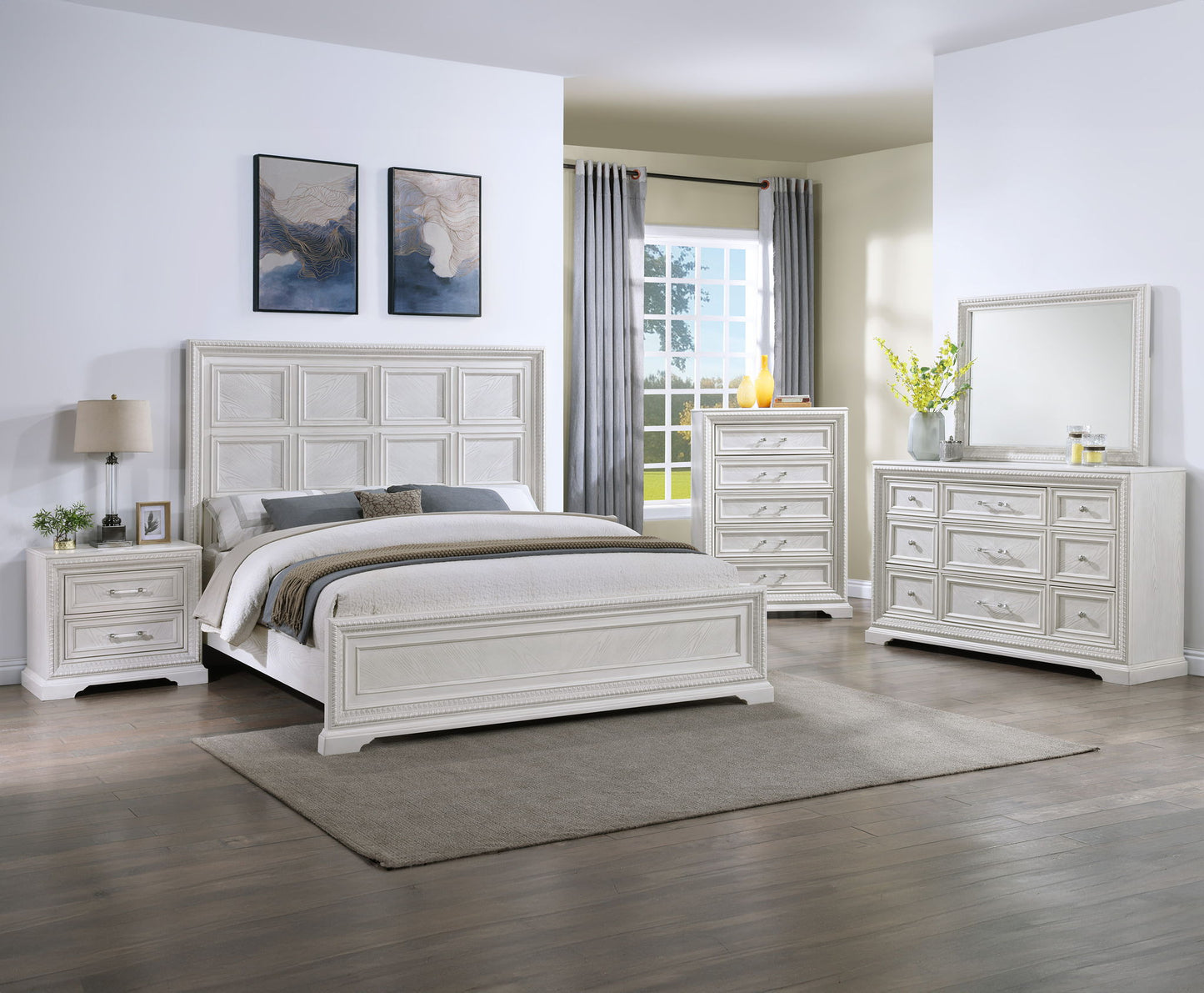 Alexandria - Queen Panel Bed- White