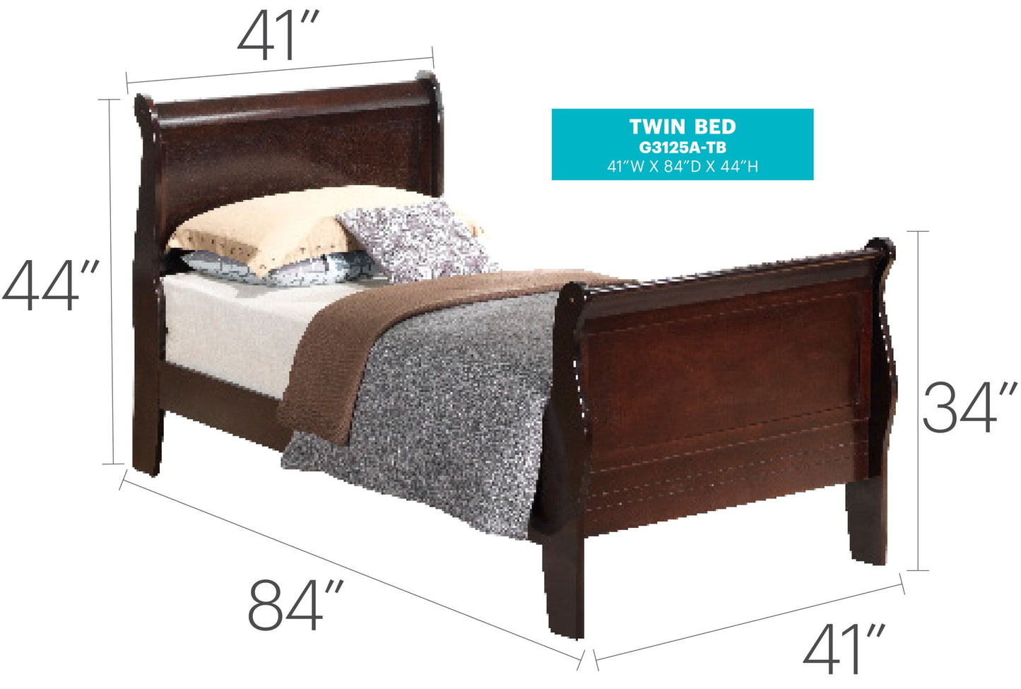 Glory Furniture - Louis Phillipe - Sleigh Bed