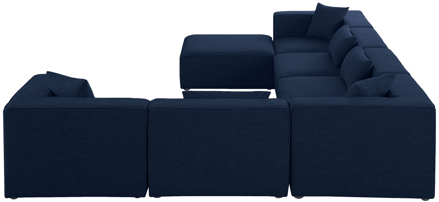 Cube - Modular Sectional 7 Piece - Navy - Fabric