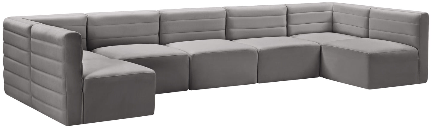 Quincy - Modular Sectional 7 Piece - Grey - Fabric