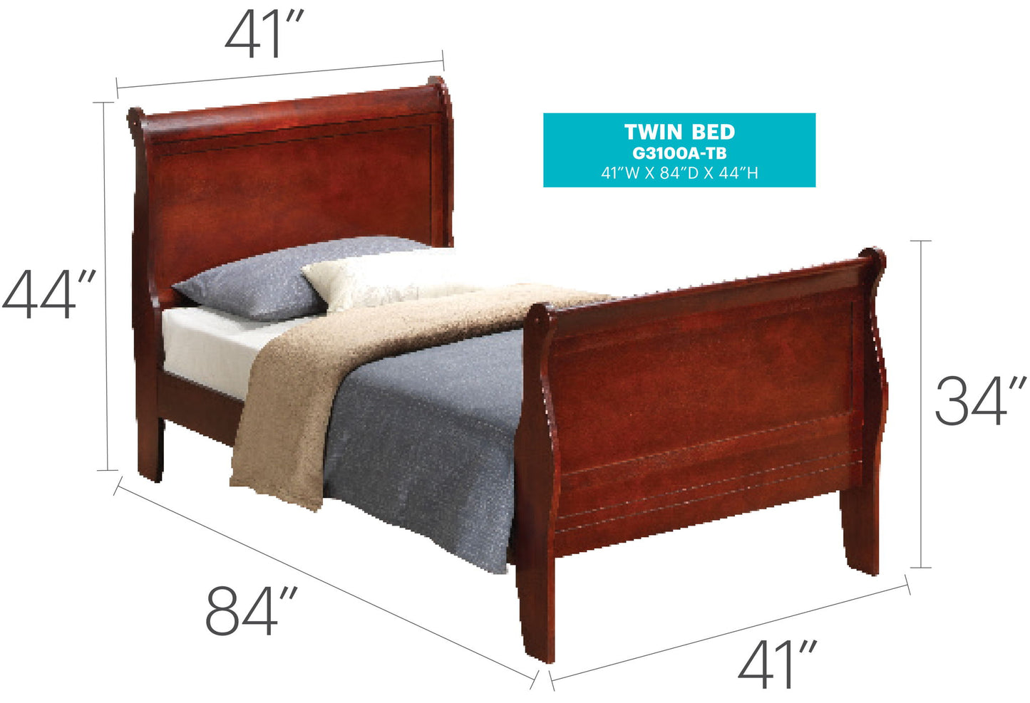 Glory Furniture - Louis Phillipe - Sleigh Bed