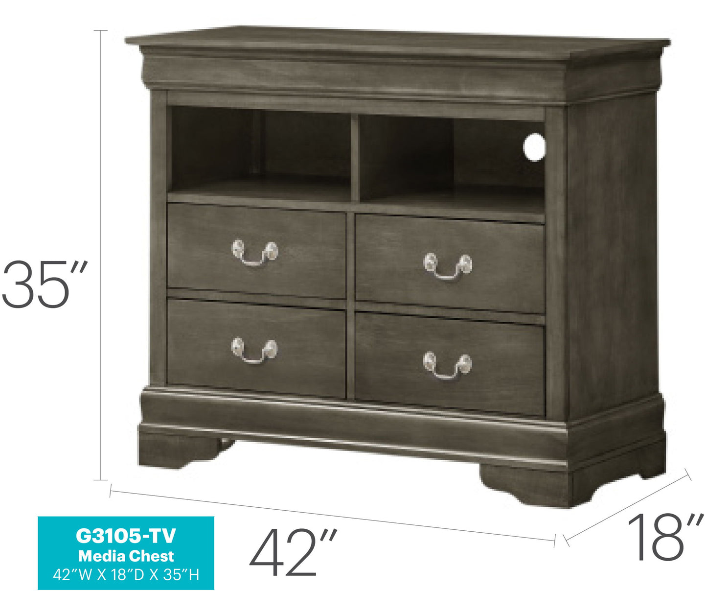 Glory Furniture - Louis Phillipe - Media Chest