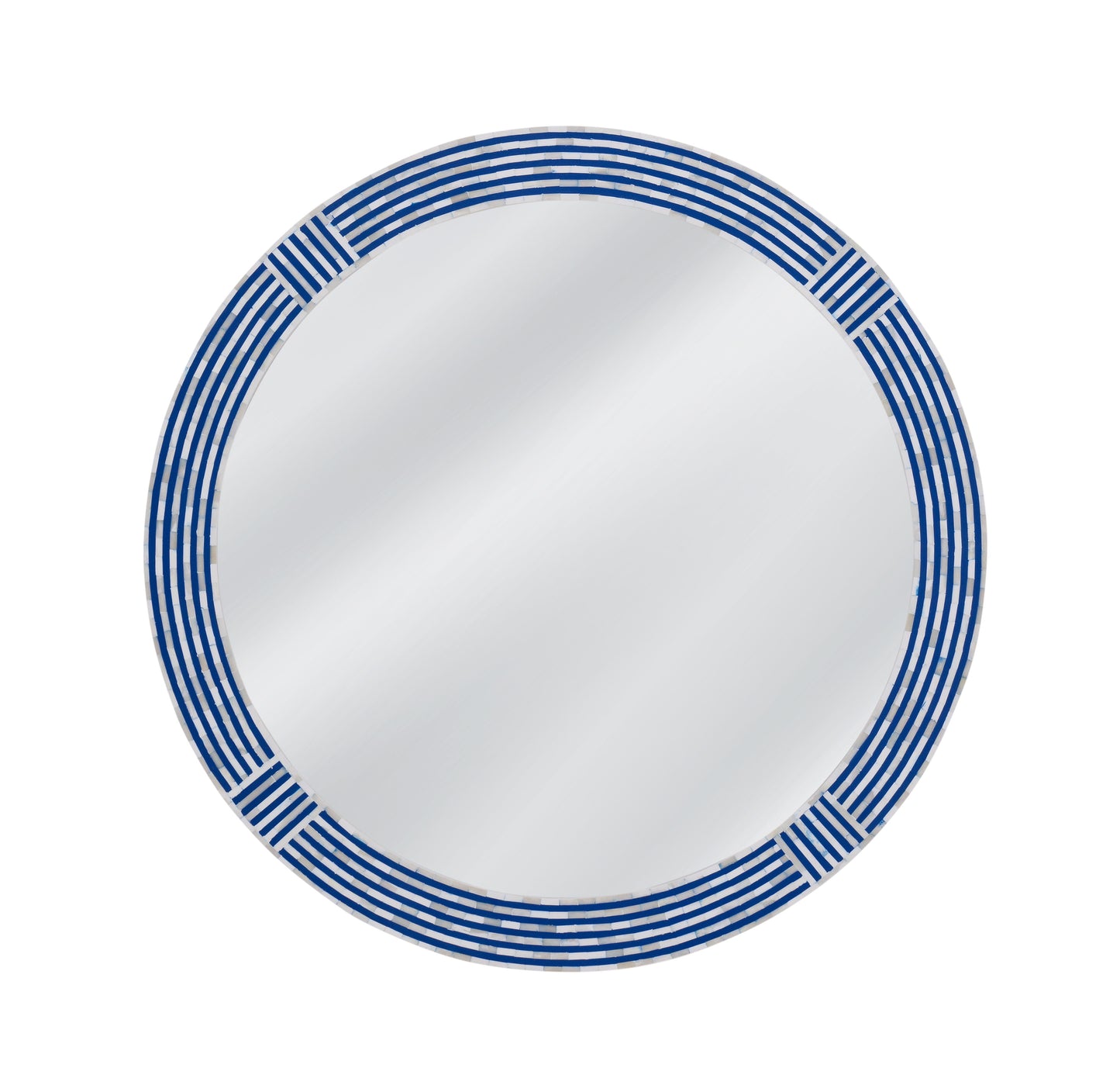 Blue Circle - Wall Mirror - Blue / Cream