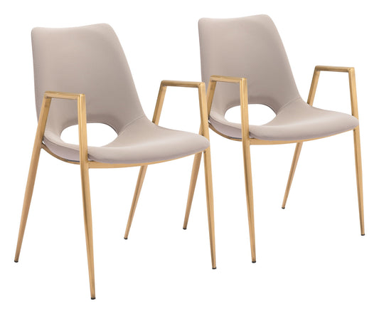 Desi - Dining Chair (Set of 2) - Beige & Gold