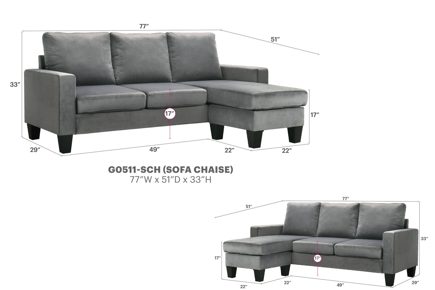 Glory Furniture - Jessica - Sofa Chaise