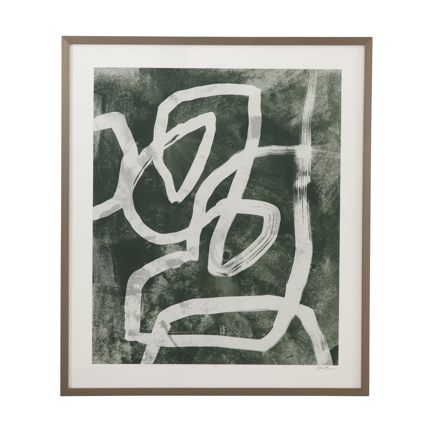 Chalk Line I Framed Print - Green / White