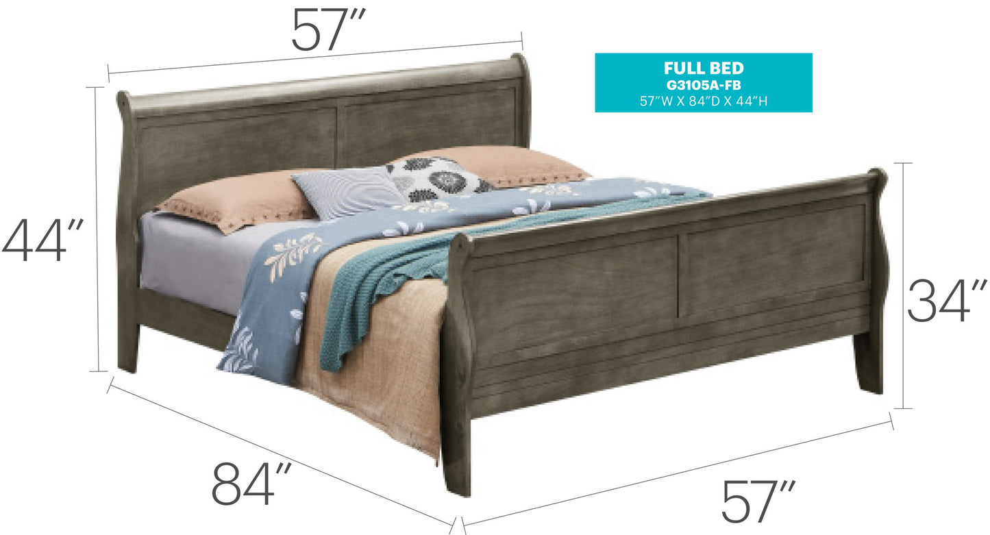 Glory Furniture - Louis Phillipe - Sleigh Bed