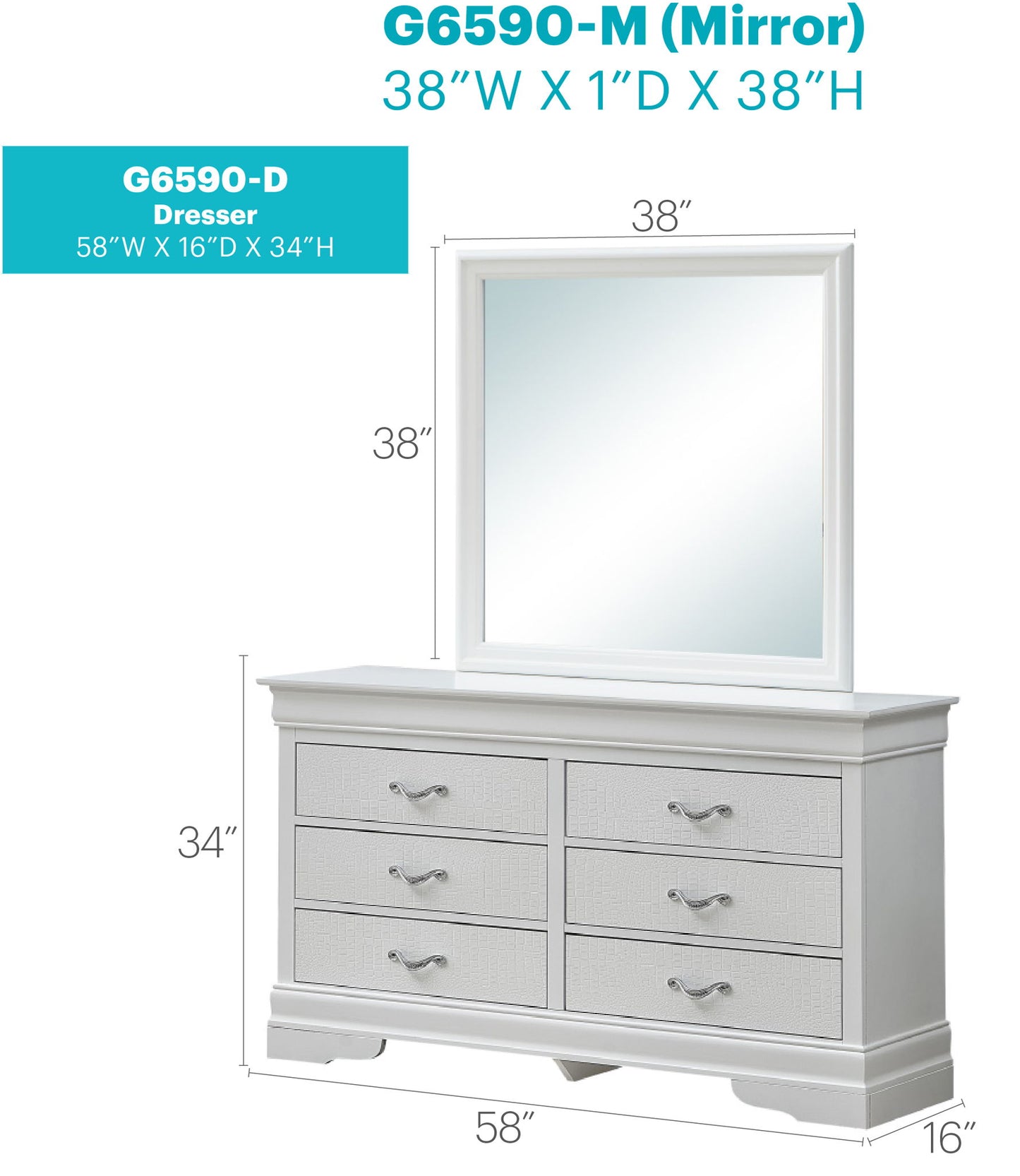 Lorana - 33" Dresser - Silver Champagne