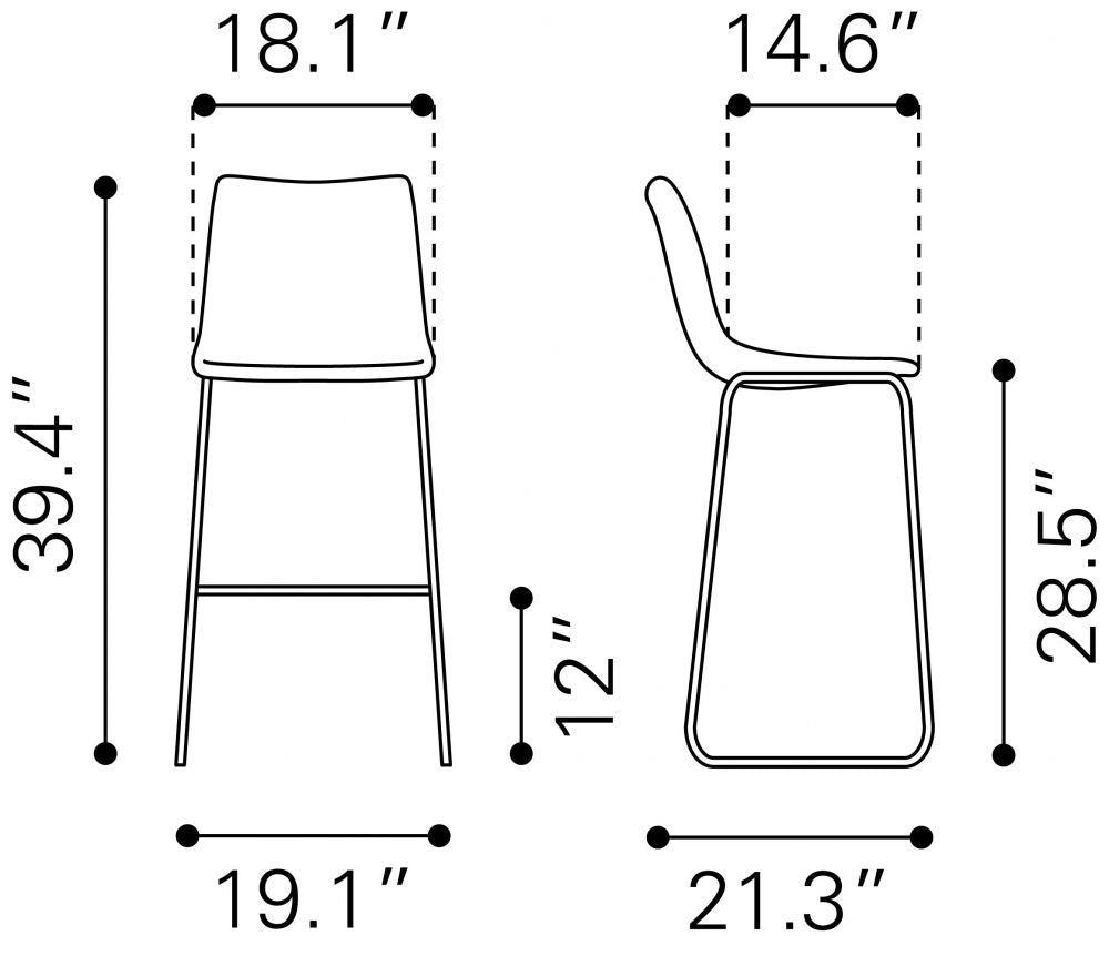 Augusta - Barstool (Set of 2) - Green / Gold