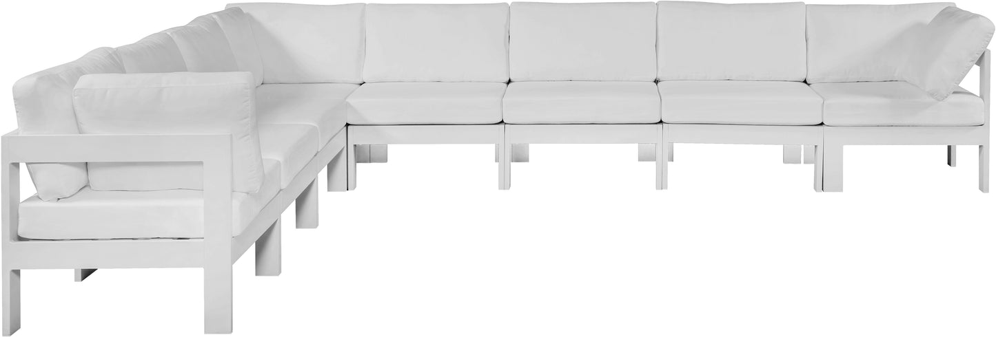 Nizuc - Outdoor Patio Modular Sectional 8 Piece - White - Fabric