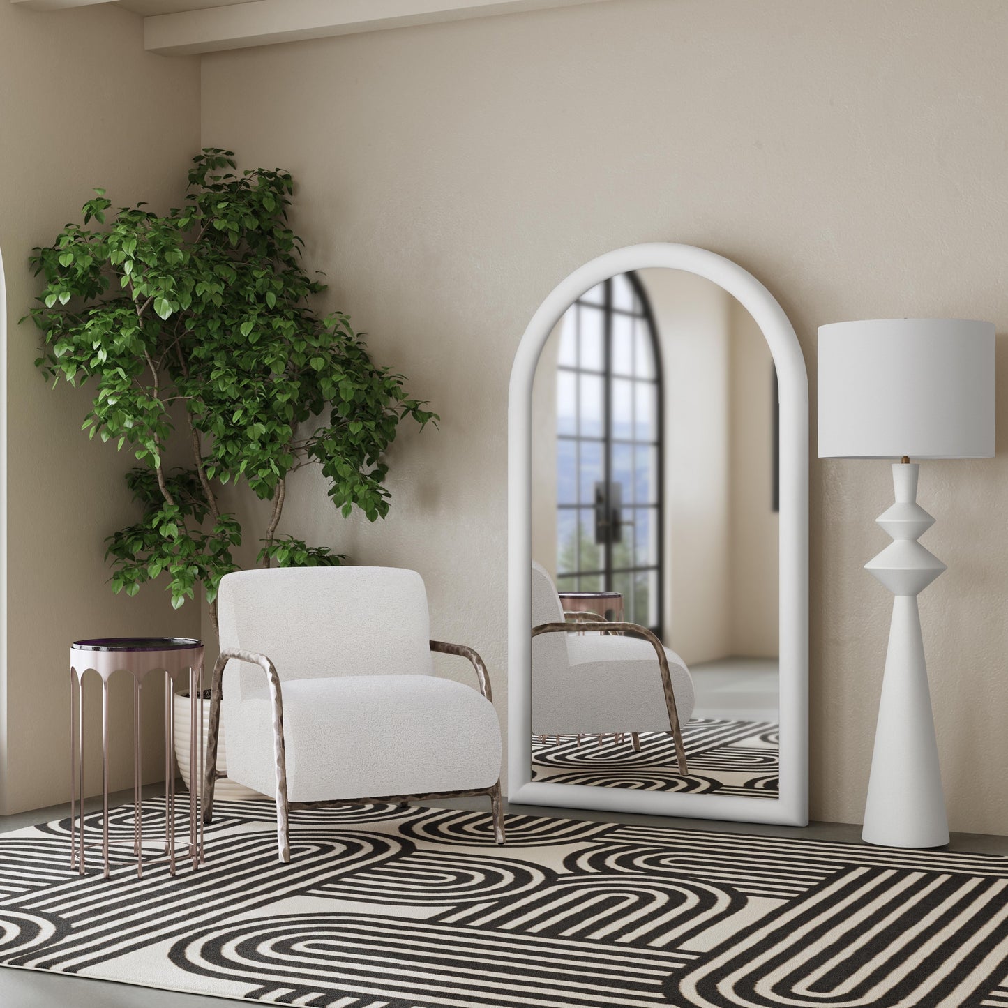 Vega - Floor Mirror - Matte White