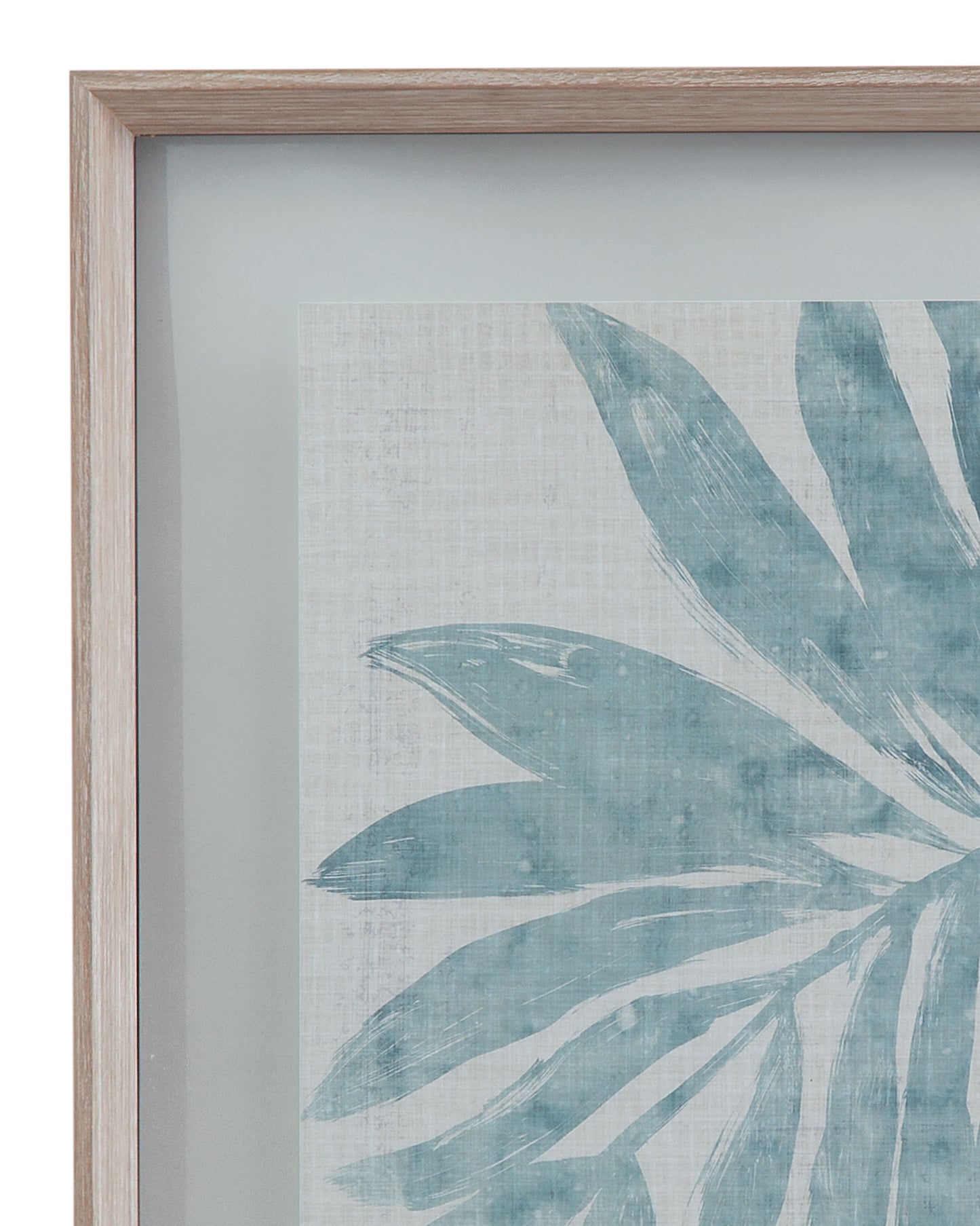 Burlap Ocean Palm IX Framed Print - Light Blue