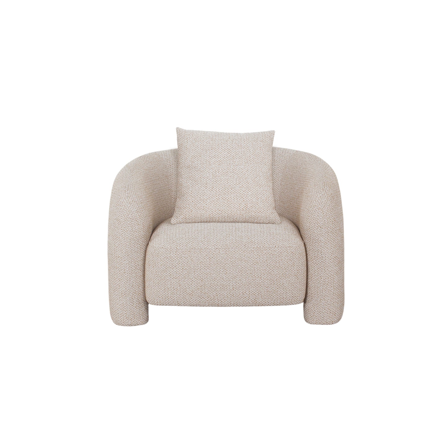 Modern Sylvia Tweed Accent Chair with Accent Pillow in Gold Dust