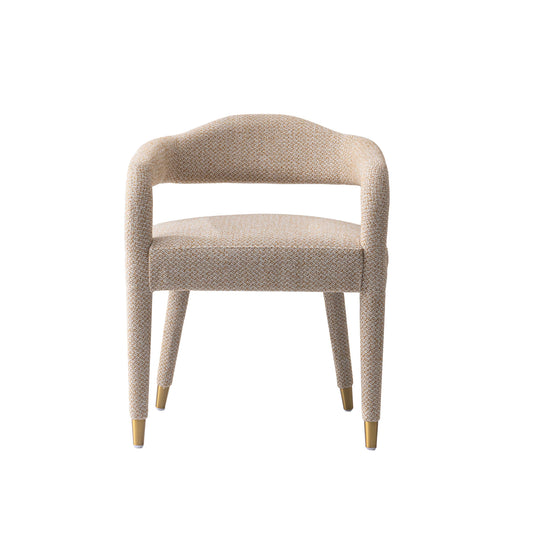 Modern Aspen Tweed Dining Armchair in Gold Dust