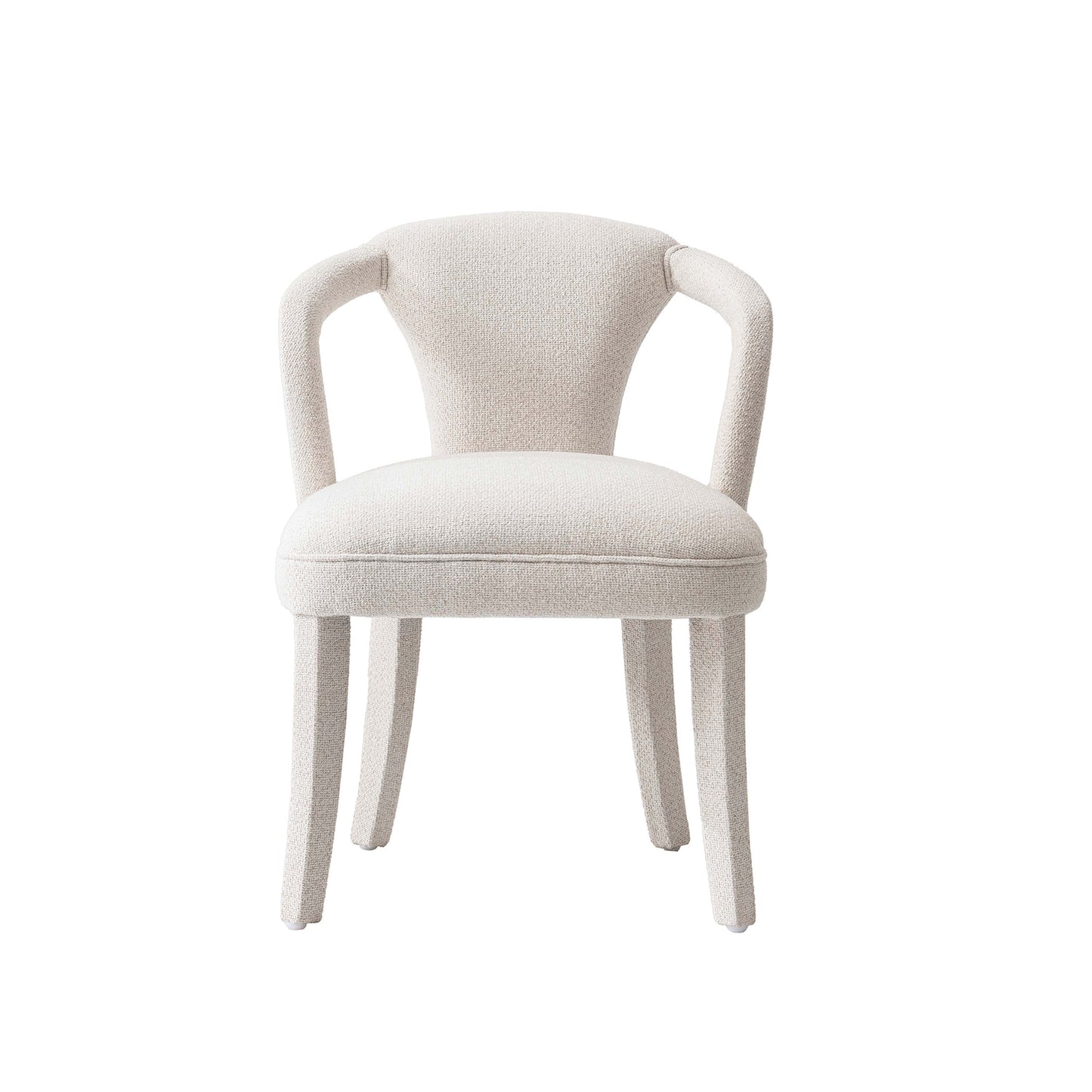 Modern Palmer Tweed Dining Armchair in Ivory