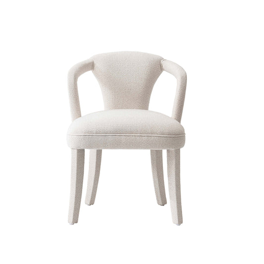 Modern Palmer Tweed Dining Armchair in Ivory