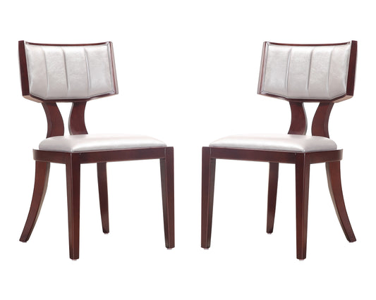 Pulitzer Silver and Walnut Faux Leather Dining Chair (Set of Two)