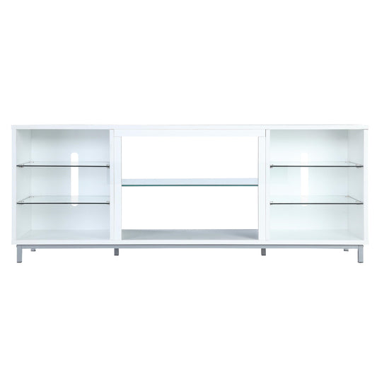 Brighton 60" TV Stand with Glass Shelves and Media Wire Management in White