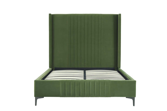 Promenade Mid-Century Modern Velvet Upholstered Full- Size Bed in Moss Green