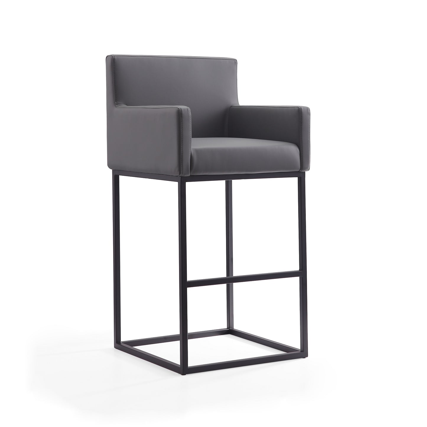 Ambassador 42 in. Grey and Black Metal Barstool
