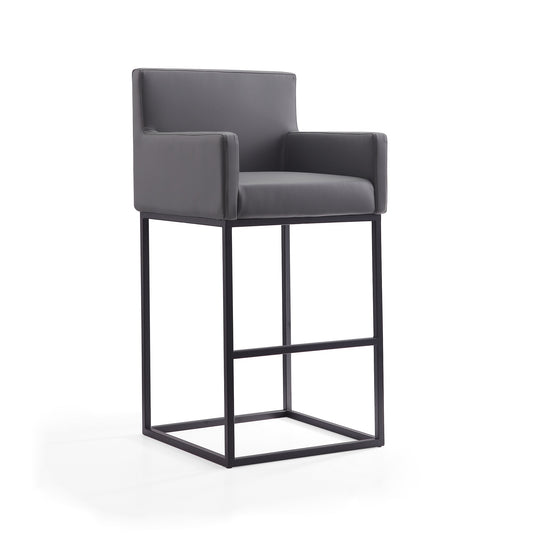 Ambassador 42 in. Grey and Black Metal Barstool