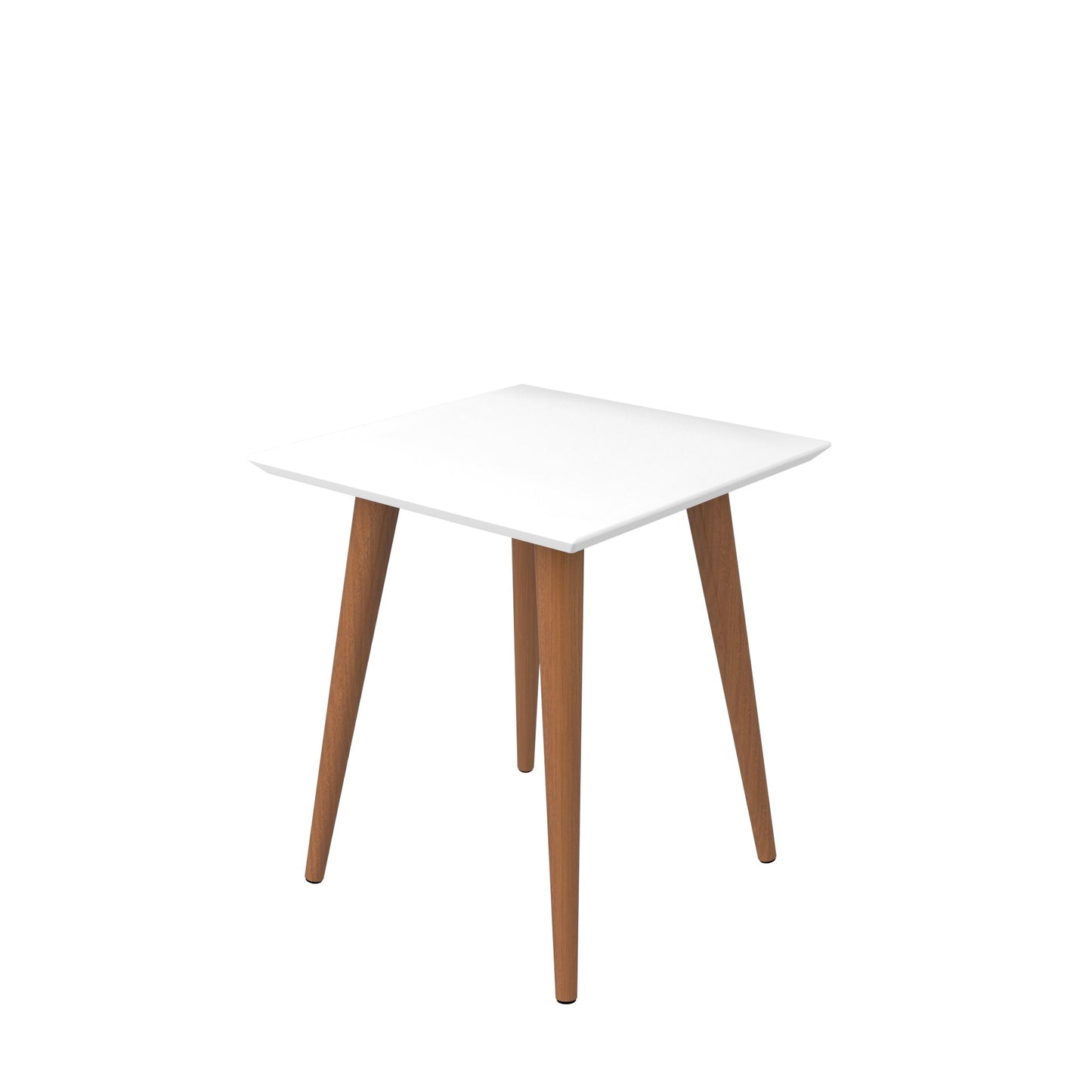 Utopia 19.84" High Square End Table With Splayed Wooden Legs in White Gloss