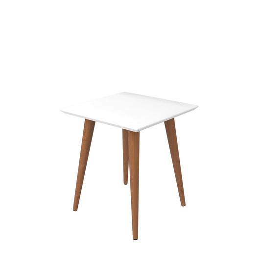 Utopia 19.84" High Square End Table With Splayed Wooden Legs in White Gloss