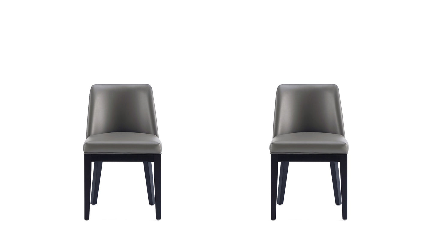 Gansevoort Modern Faux Leather Dining Chair in Pebble Grey (Set of 2)