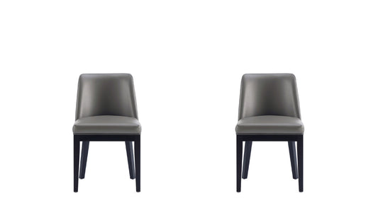 Gansevoort Modern Faux Leather Dining Chair in Pebble Grey (Set of 2)