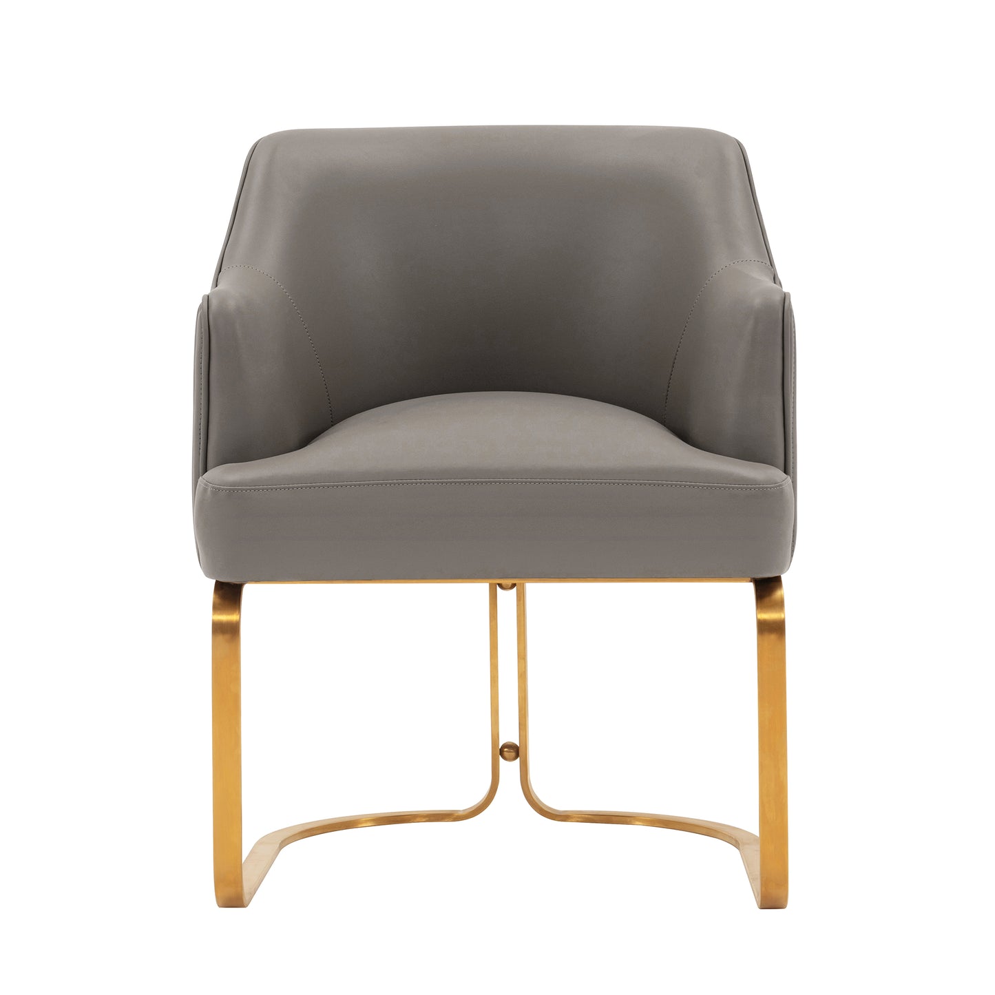 Modern Raya Leatherette Dining Armchair in Taupe