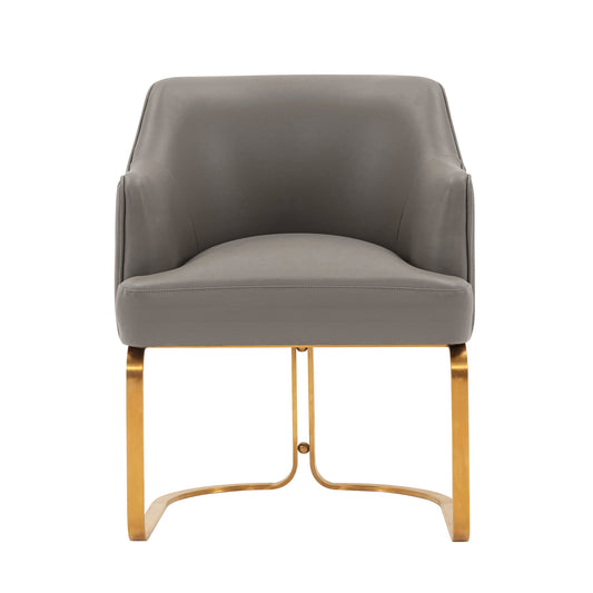 Modern Raya Leatherette Dining Armchair in Taupe